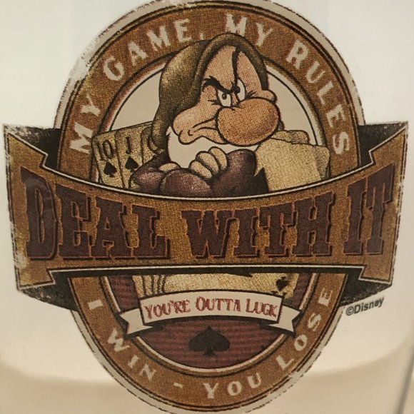 Disneyland Resort Grumpy My Game My Rules I Win Tall Pilsner Beer Glass Stein - Picture 4 of 15